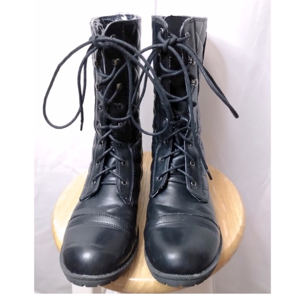 RARE Jack Skellington Black Quilted Lace Up Combat Boots by Disney & HT Sz 8 - Picture 3 of 9